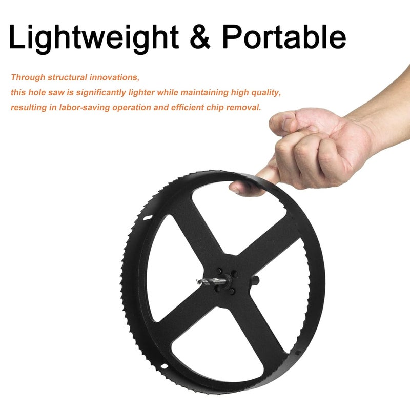 VIKITON 8-1/2 Inch Hole Saw with Arbor for Wood Metal Plastic, 8.5 in Bimetal Hole Cutter, Fast Chip Removal, Smooth Flat Drilling Edge, Lightweight & Portable (Black) - Image 2